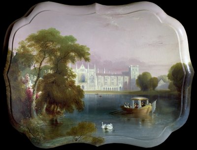 West View of Newstead Abbey, Nottinghamshire, Including a Boating Party on the Upper Lake by Unknown